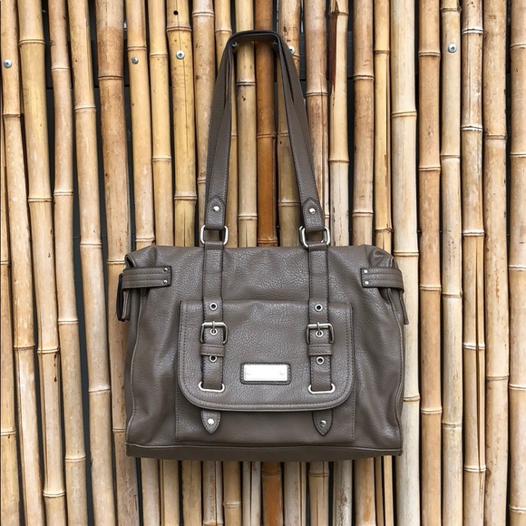 Franco Sarto Handbags - FRANCO SARTO Taupe Faux Pebble Leather Satchel Bag